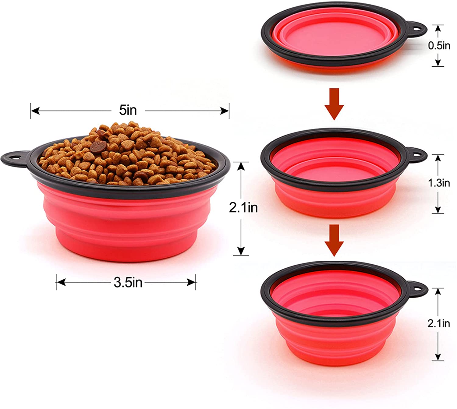 Fido N Feline Collapsible Silicone Travel Bowls, 5" (Set of 5)