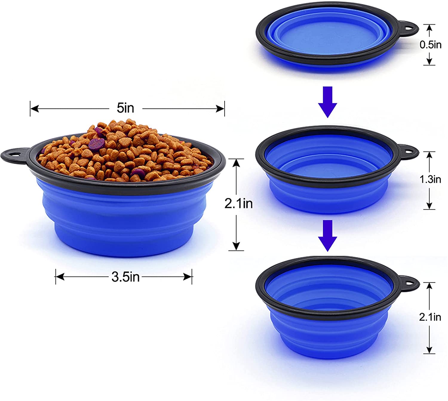 Fido N Feline Collapsible Silicone Travel Bowls, 5" (Set of 5)