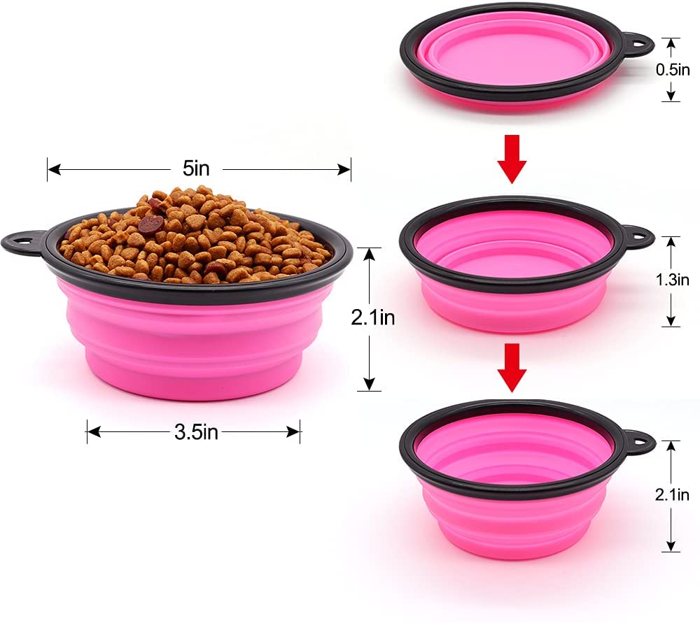 Fido N Feline Collapsible Silicone Travel Bowls, 5" (Set of 5)