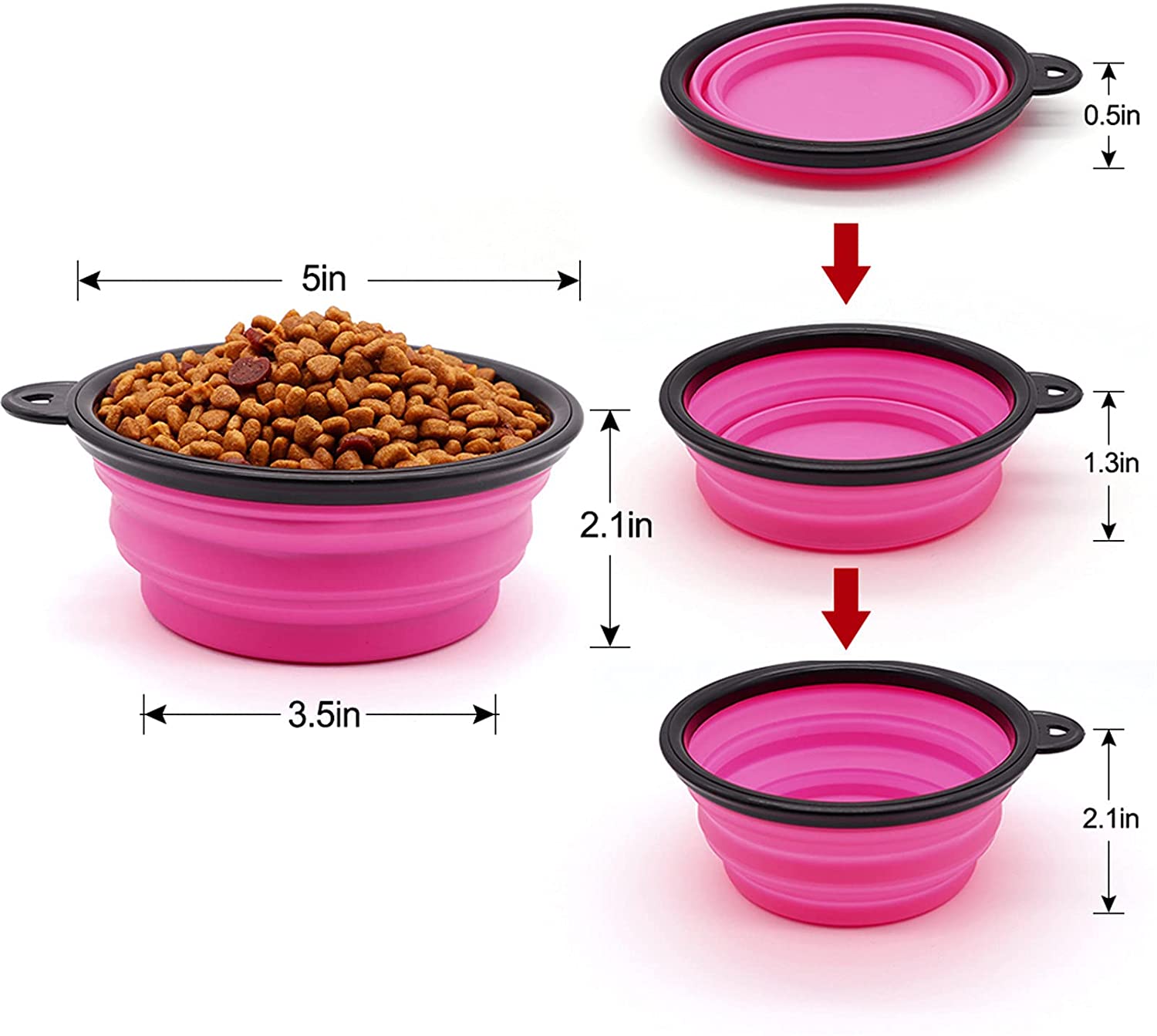 Fido N Feline Collapsible Silicone Travel Bowls, 5" (Set of 5)