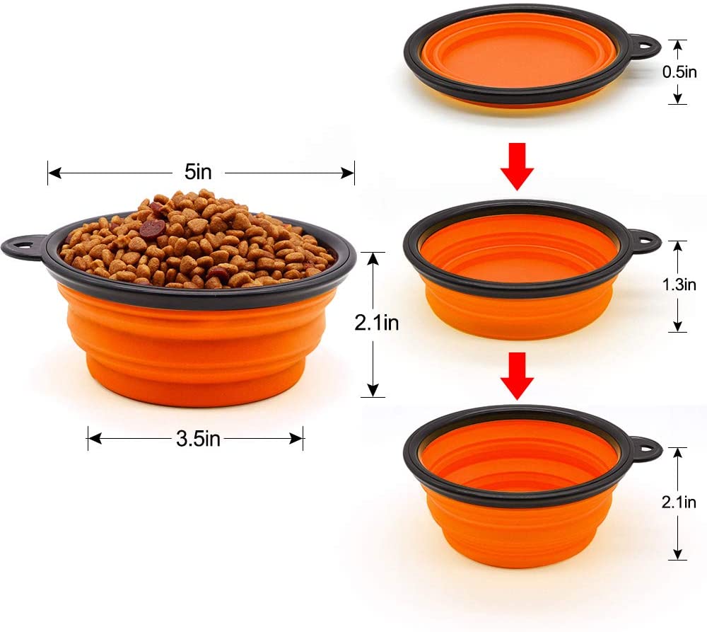 Fido N Feline Collapsible Silicone Travel Bowls, 5" (Set of 5)