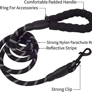 Fido N Feline 6 ft Padded Rope Dog Leash for Medium and Large Dogs