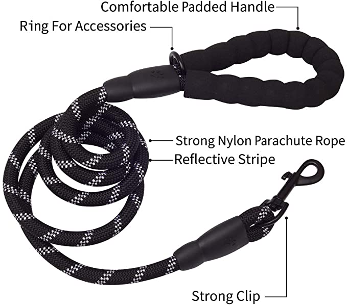 Fido N Feline 6 ft Padded Rope Dog Leash for Medium and Large Dogs